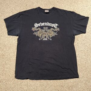 Vintage Sevendust T Shirt Hanes Adult Size XL Black Logo Graphic 1997